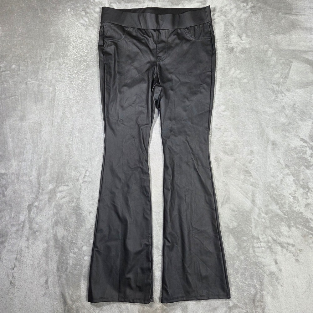 Torrid Black Faux Leather Flare Leggings High Rise Pull On Pants Size 0 L XL